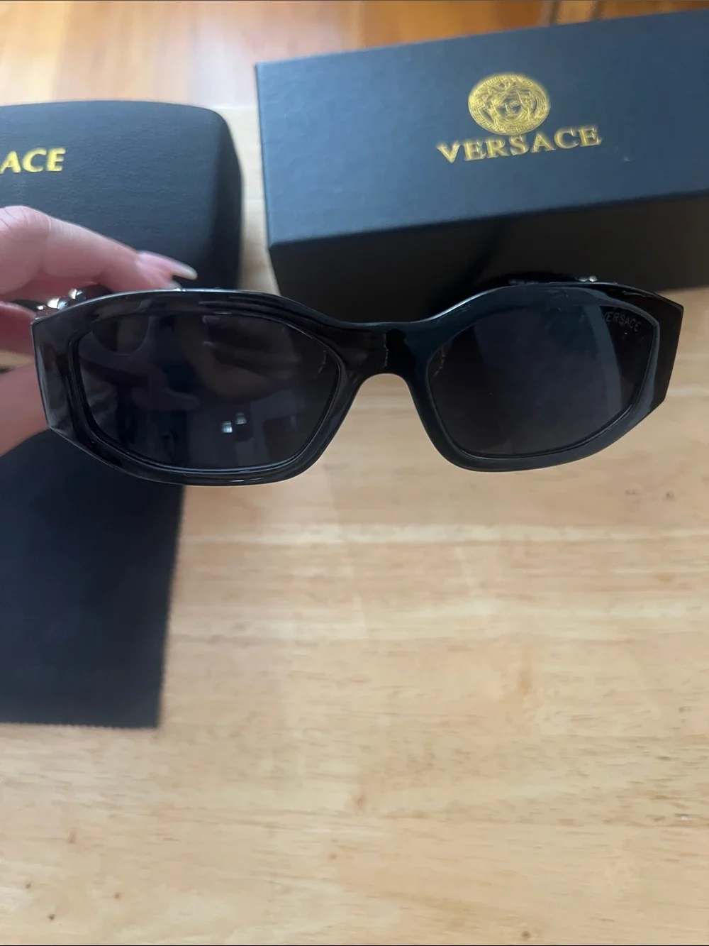 Versace Black Sunglasses with Black Case and Box